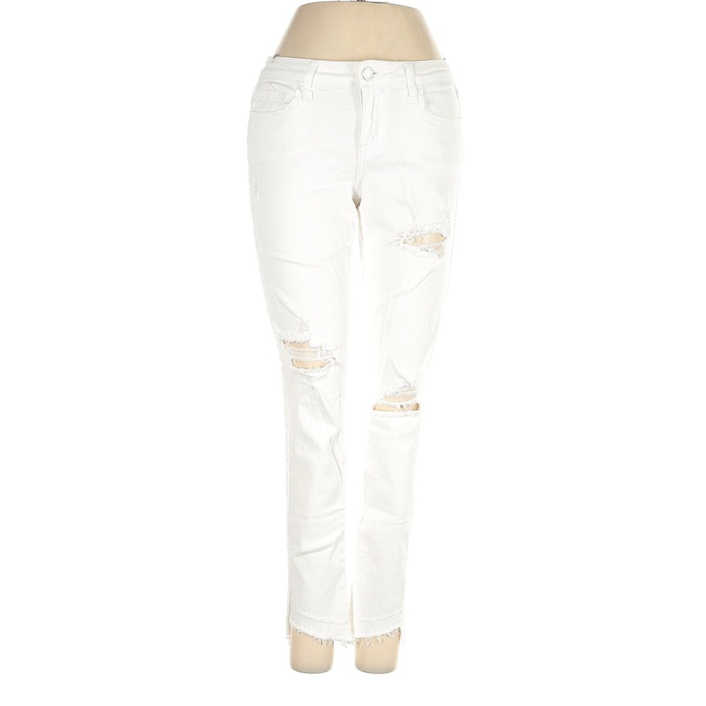 White Denim Distressed Skinny Jeans